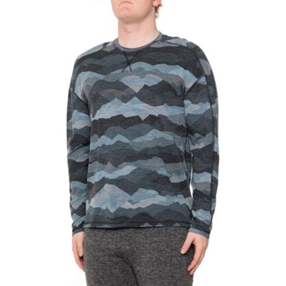 Smartwool Thermal Pattern Base Layer Top Long Sleeve Men's Large Mist Blue Mount - Picture 1 of 3